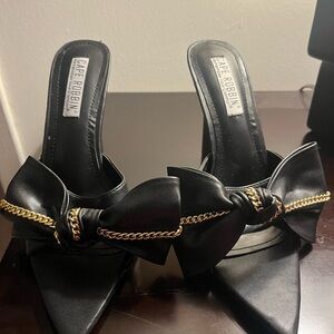 Cape Robbin Black Heels with Gold Chain Accent